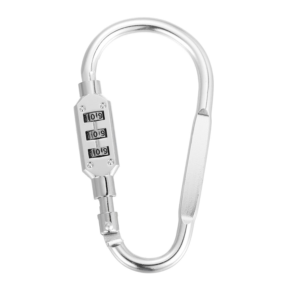 4.8" x 2.4" D-Shaped 3-Digit Code Combination Lock D-Ring Clip Locking, Silver