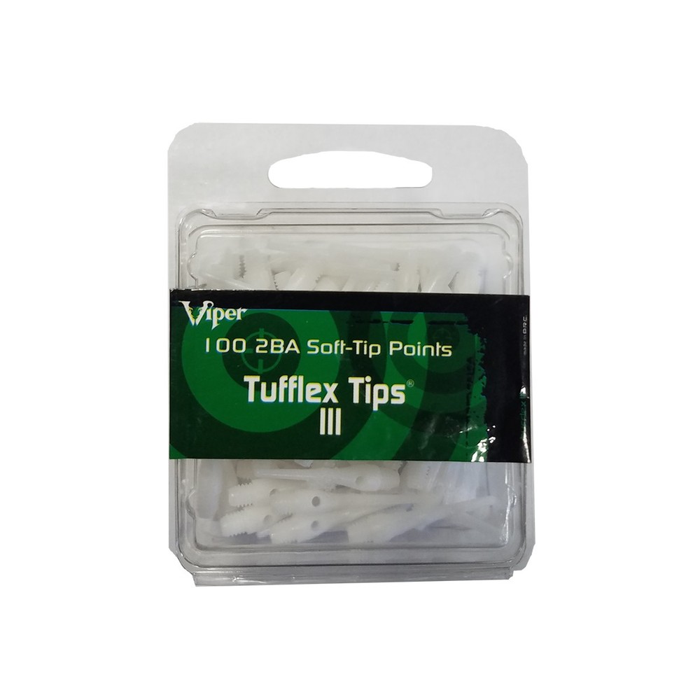 Viper 100 Count 2BA White Soft Tip Tufflex III Tips for Electronic Dartboard