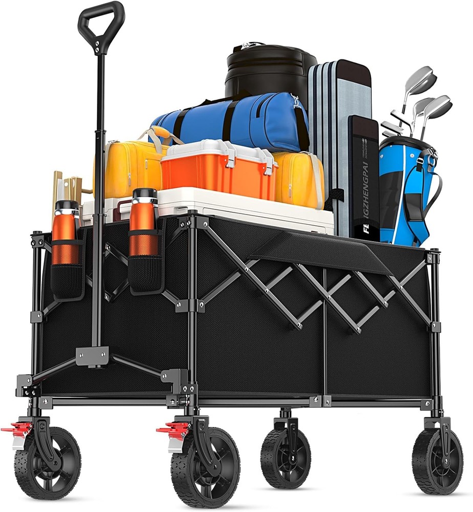 Lar acity Collapsible Wagon Carts with Wheels, Foldable Wagon with,