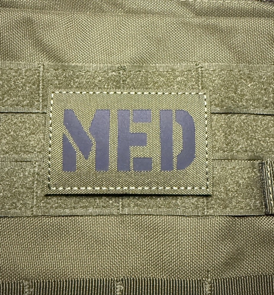 Med IR Reflective EMT Military Combat Tactical patch Hook Loop Green
