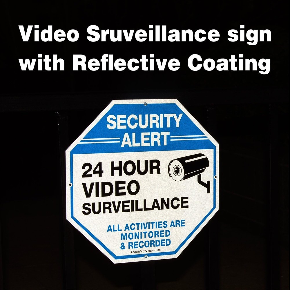 Security Alert Video Surveillance Signs - Waterproof, Reflective 2-Pack Set