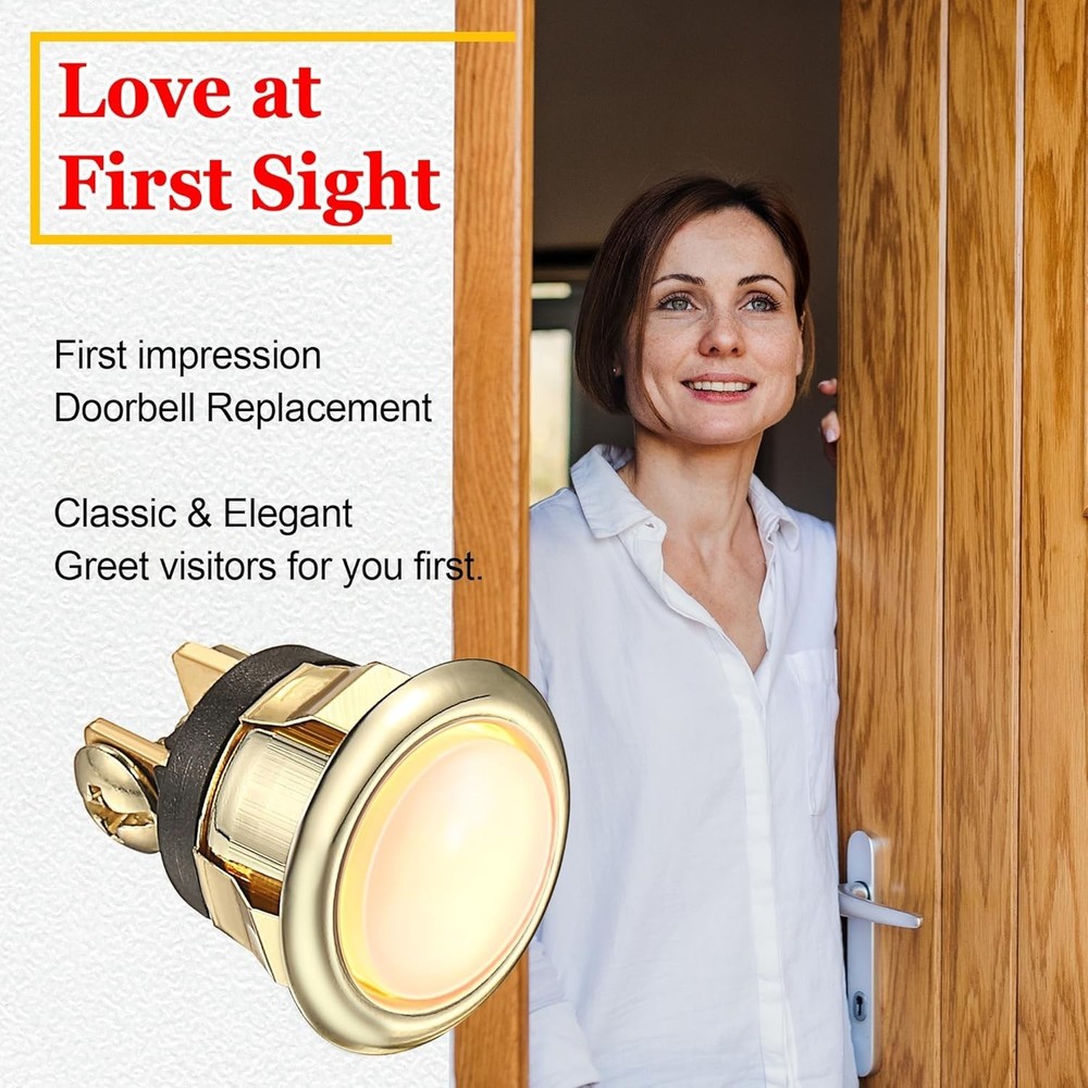 2Pack Lighted Doorbell Button Replacement, Easy to Install Wired Doorbell Button