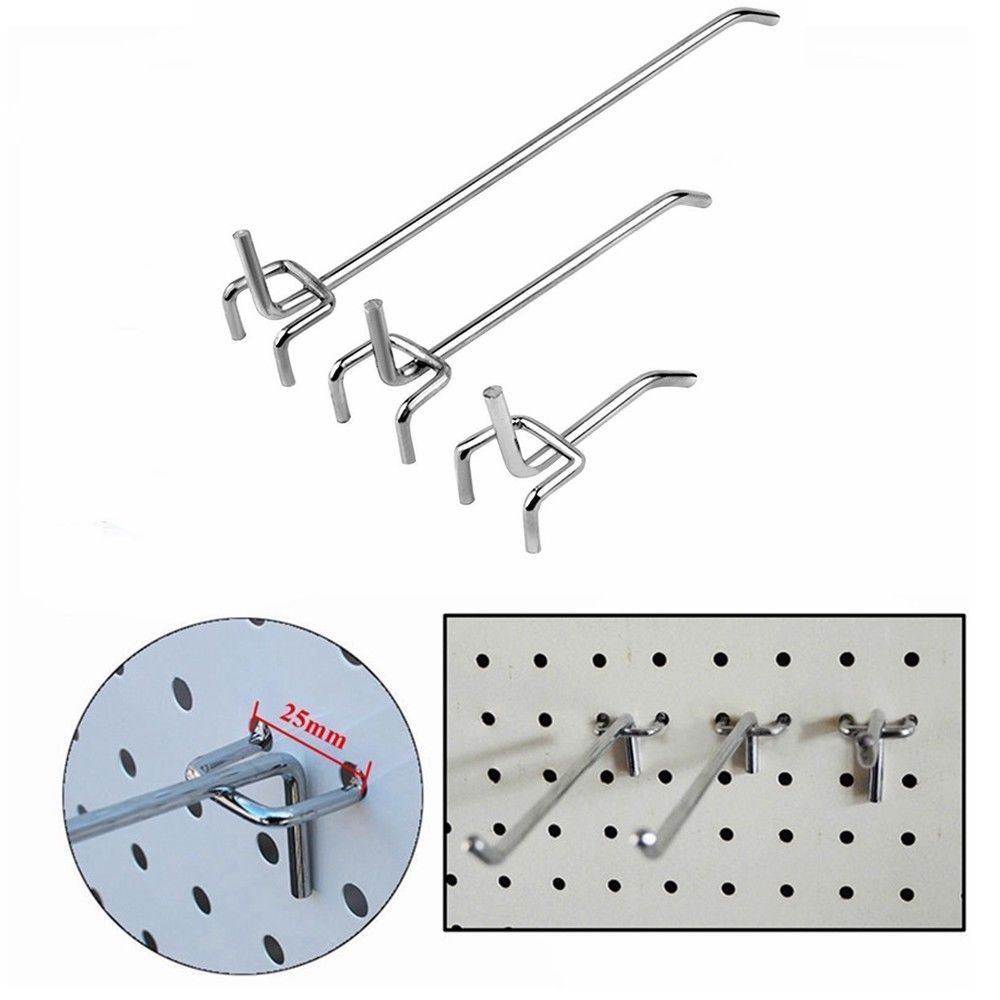25pcs Peg Board Hooks Workshop Garage Pegboard Hanging Tool Storage Display 8"