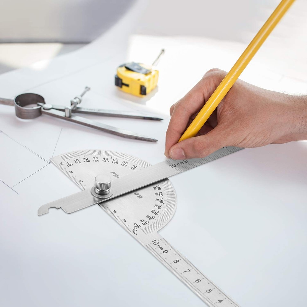 Precision Stainless Steel Angle Finder Protractor Ruler - 10 cm Compact Design
