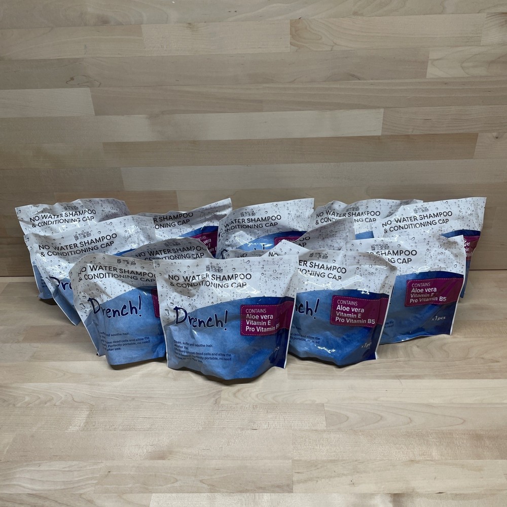 DRENCH! 12 Pack No Rinse Shampoo & Conditioning Cap EXP 11/27