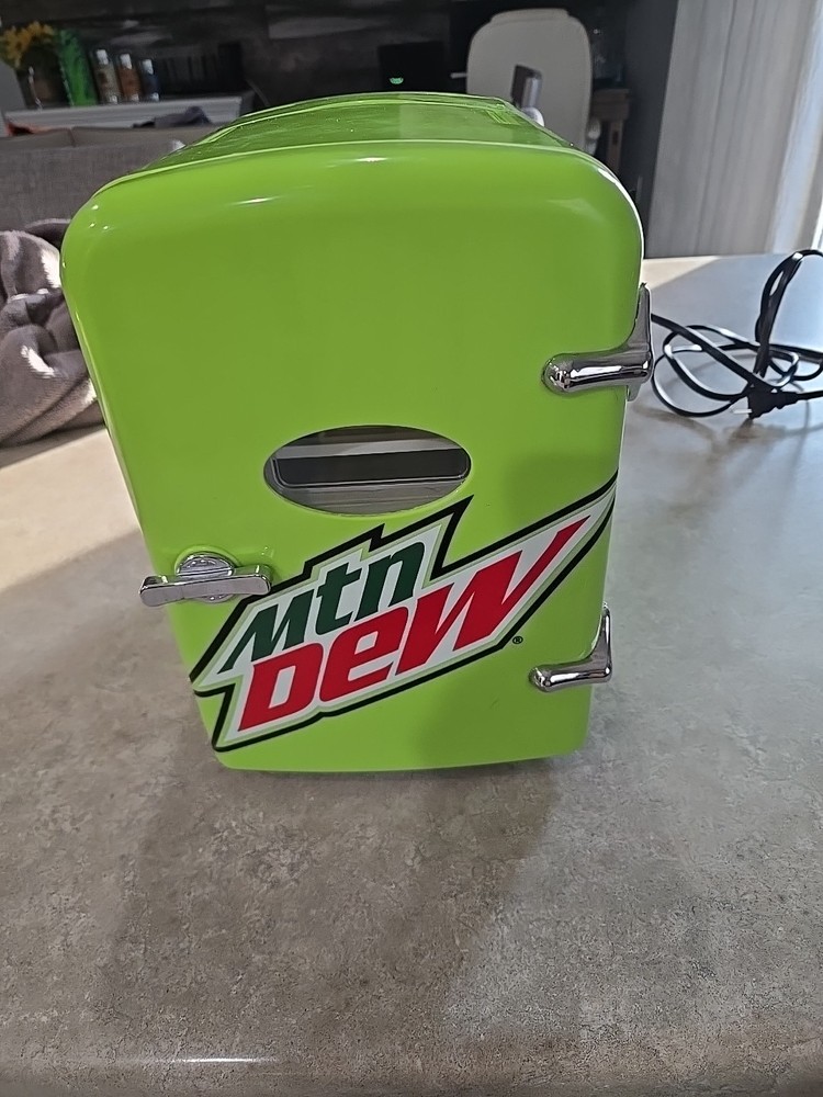 Mountain Dew MIS134MD-B Mini Portable Compact tiny Fridge/Cooler 6 Can
