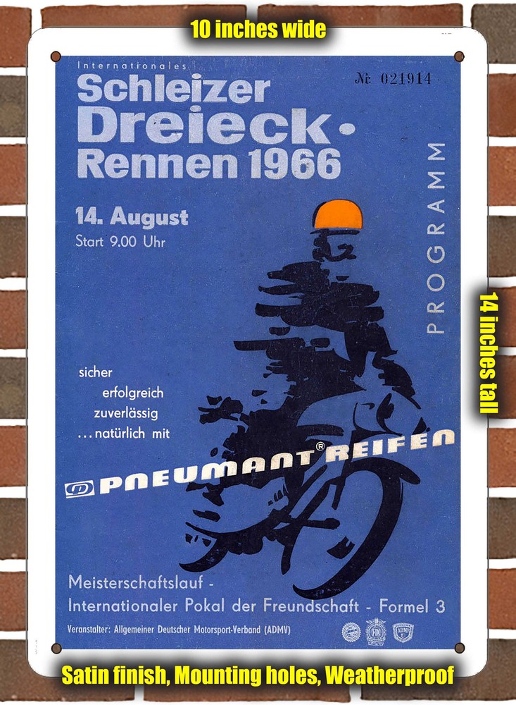 Metal Sign - 1966 Schleizer Dreieck Racing Program - 10x14 inches