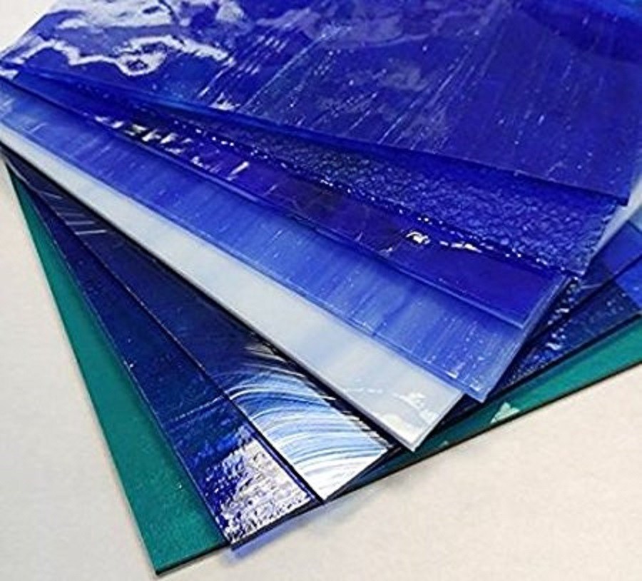 Stained Glass Sheets - 6"x8" - 8 Blue Glass Pack