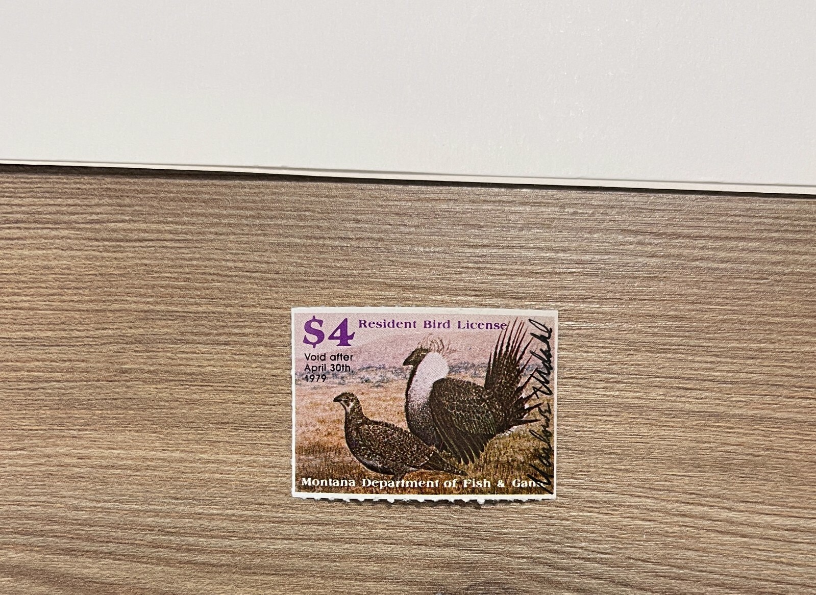 1978 MONTANA - State Duck & Bird Print - Sage Grouse - ARTIST SIGNED STAMP