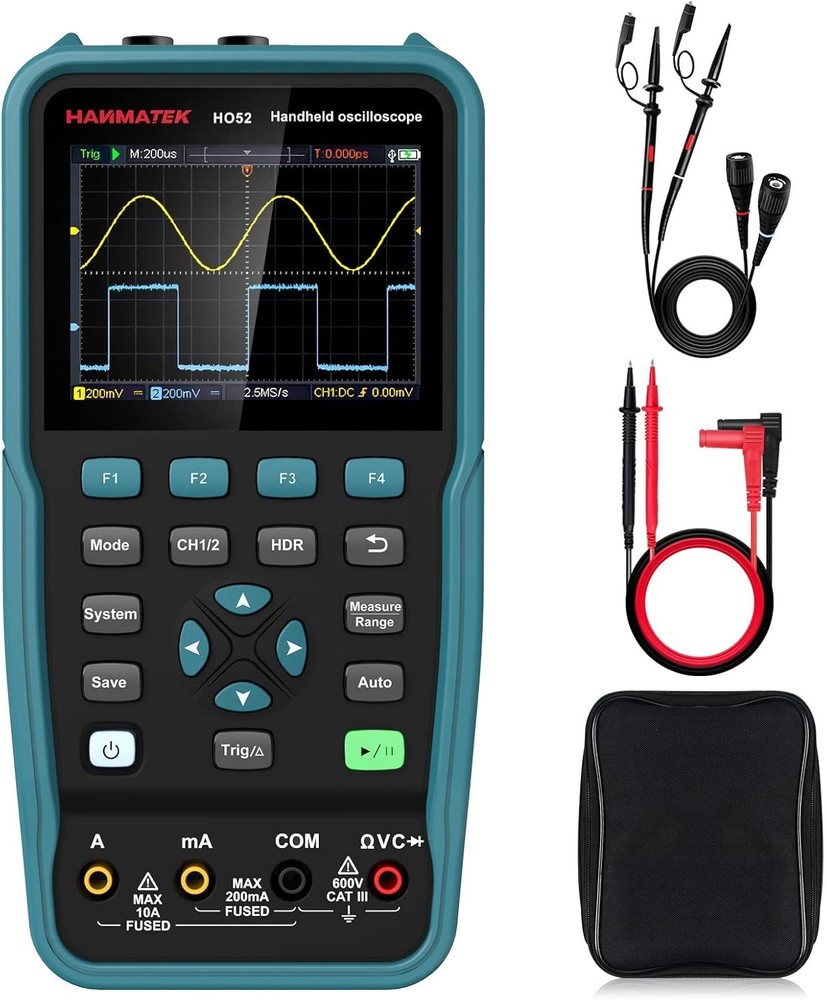 Mini Digital Oscilloscope with 2 Channels and Cursor Measurement Functionality