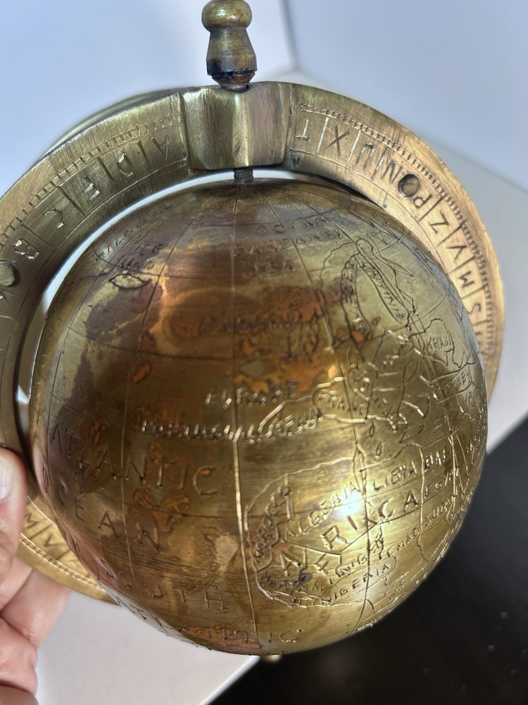 Globe With World Map Full Solid Brass Victorian Era Handmade Rare Globe