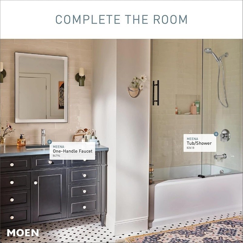 Single Handle Bathroom Faucet Temperature Control Chrome Deck Mount Water Saving