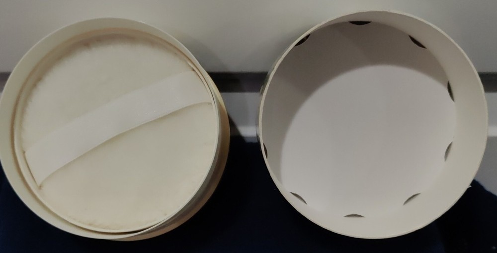 VTG Bronnley Dusting Powder White Iris Round Box Almost Empty