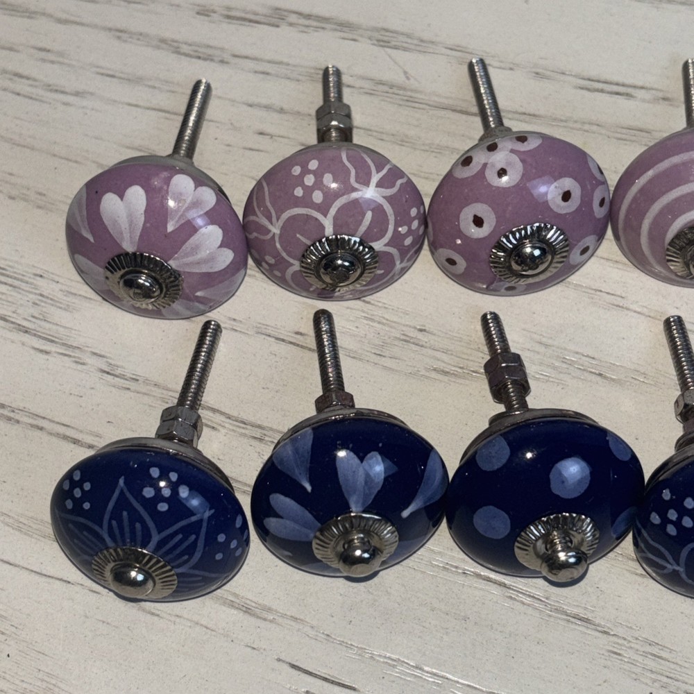Drawer Cabinet Knobs Ceramic **ONLY LAVENDER AVAILABLE* 1.5" Diameter 2.5" Long