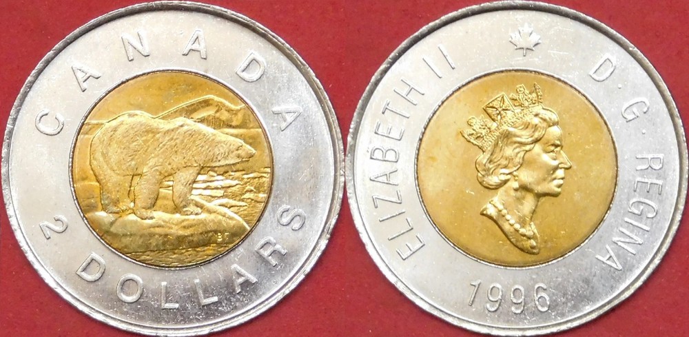 Brilliant Uncirculated 1996 Canada 2 Dollars From Mint's Roll