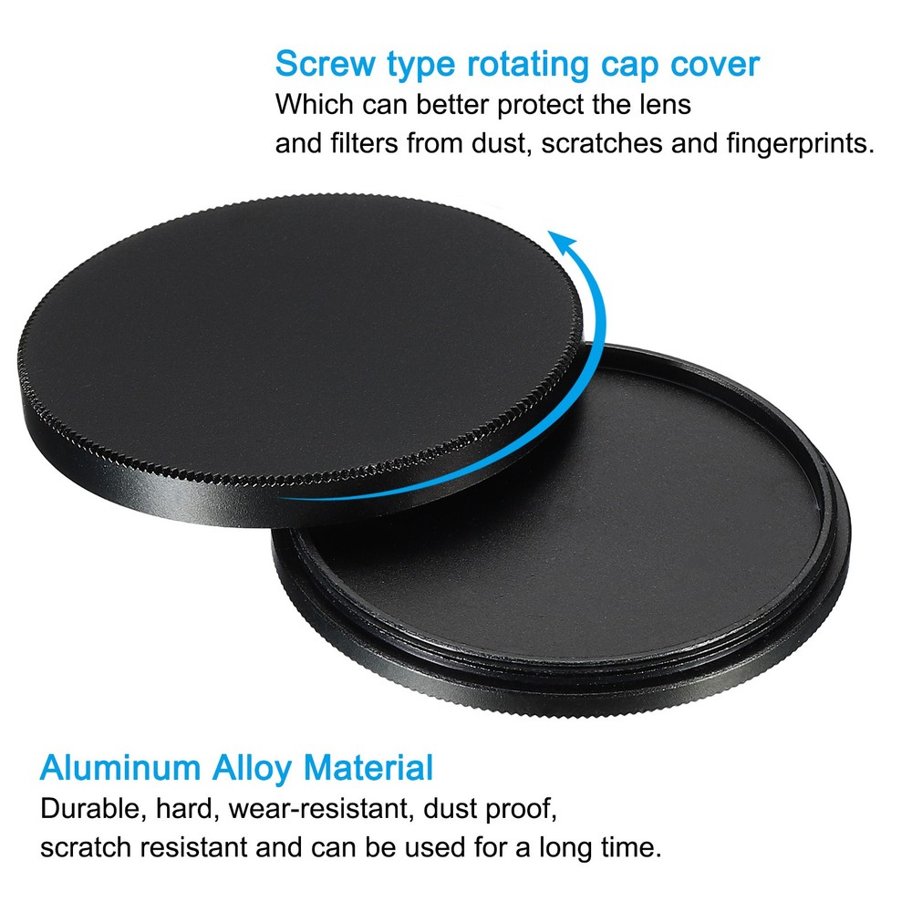 2Pcs 49mm Lens Filter Stack Cap Aluminum Alloy Circular Filter Stacks Black