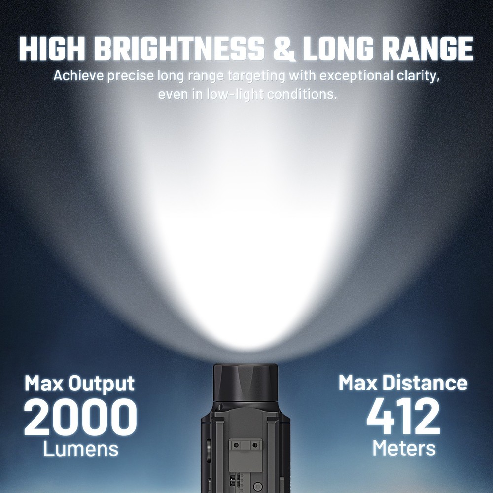AIMWIN WL20 Weapon Light 2000 Lumen 451 Yards Long Range with Strobe Mode