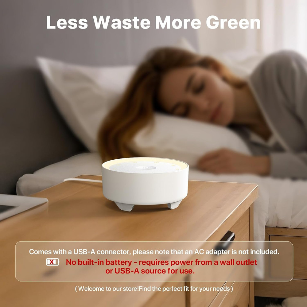White Noise Machine | Center-Concave for Easy Blind-Touch Night Light | 21 Sooth