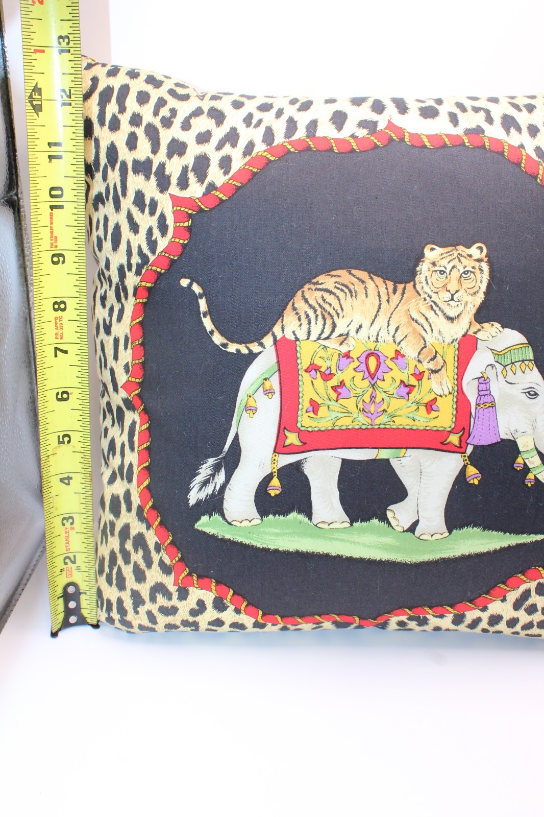 Jim Thompson Thailand Tiger & Elephant Pillow Case w/ Pilllow Thai Silk 13x13