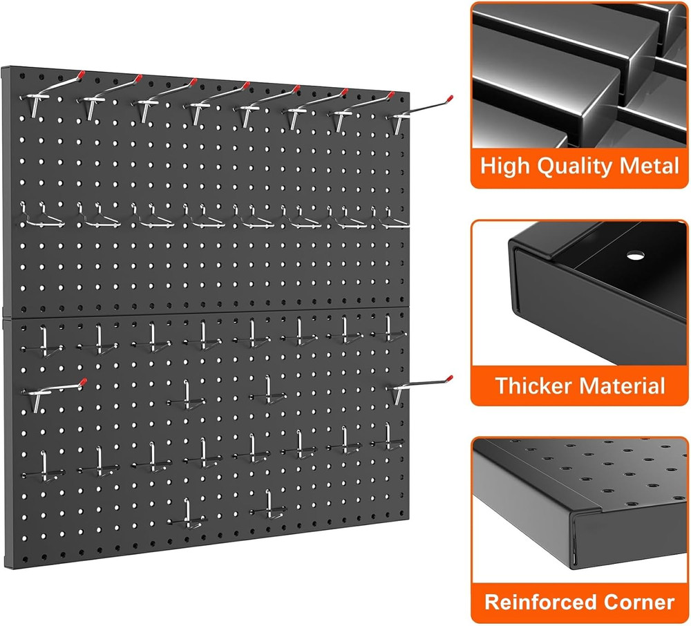 Metal Pegboard Wall Organizer - 70 PCS Tool Storage for Garage & Workbench