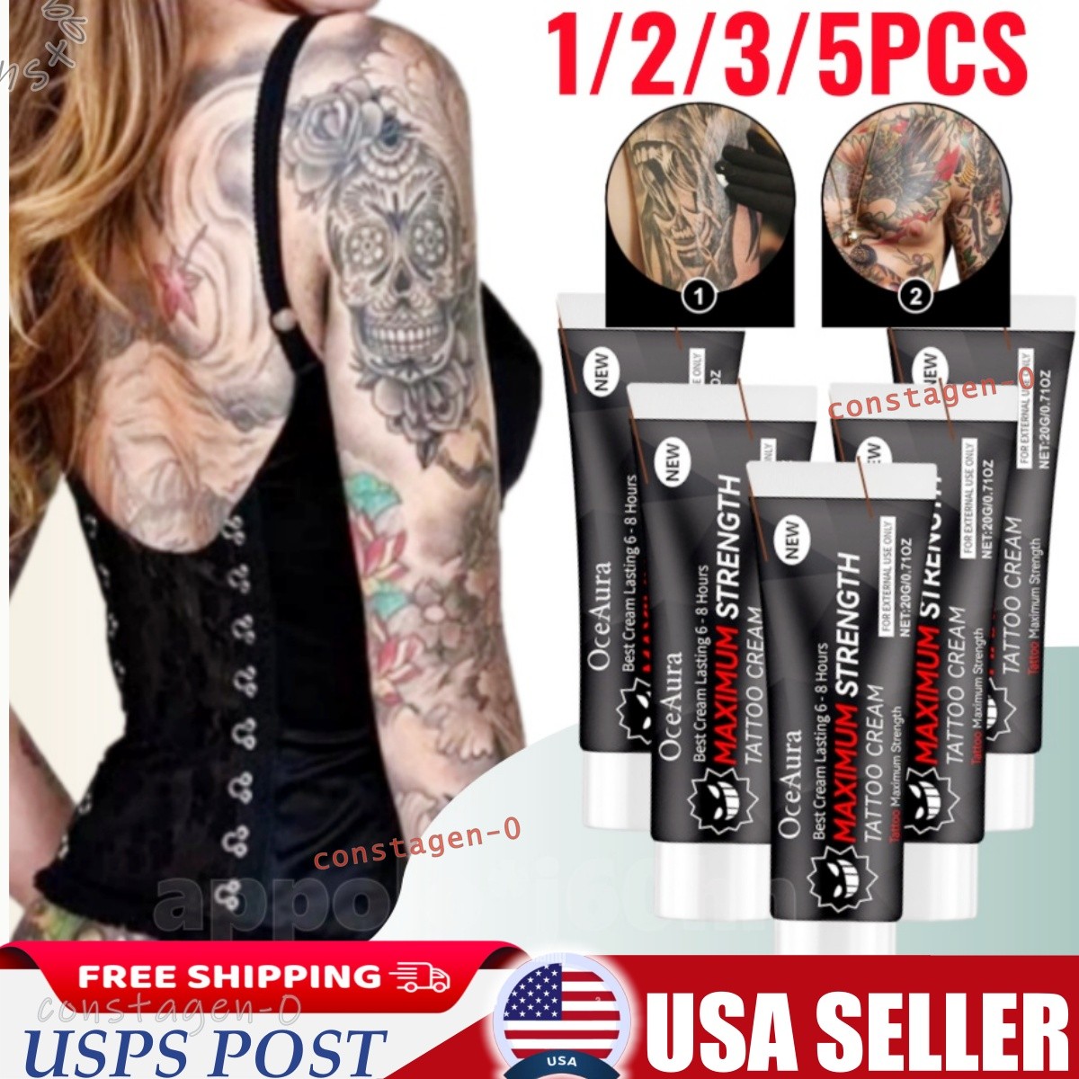 1~5x Tattoo Numibing Cream Gel 20g-Up to 6 Hours Extra Strength for Tattoos NEW