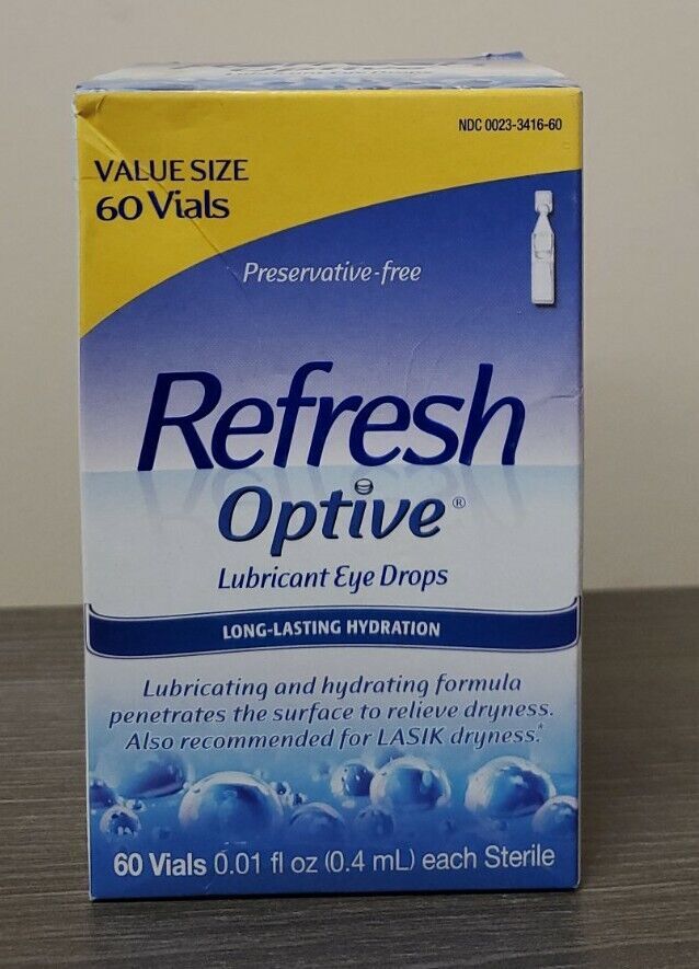 Refresh Optive Lubricant Eye Drops Hydration 60 Vials Exp 9/26