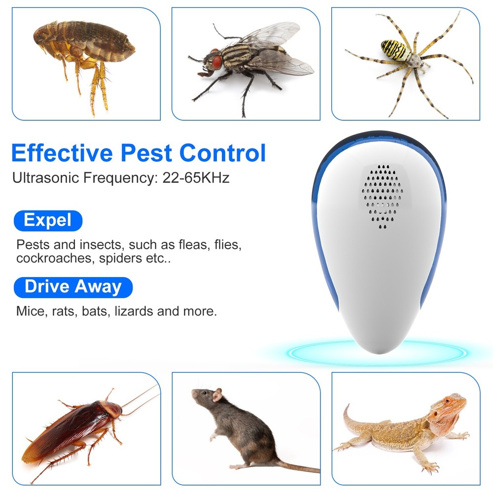 6 Pack Ultrasonic Bug Repeller Plug in Unit for Mosquitos Spiders Mice Control