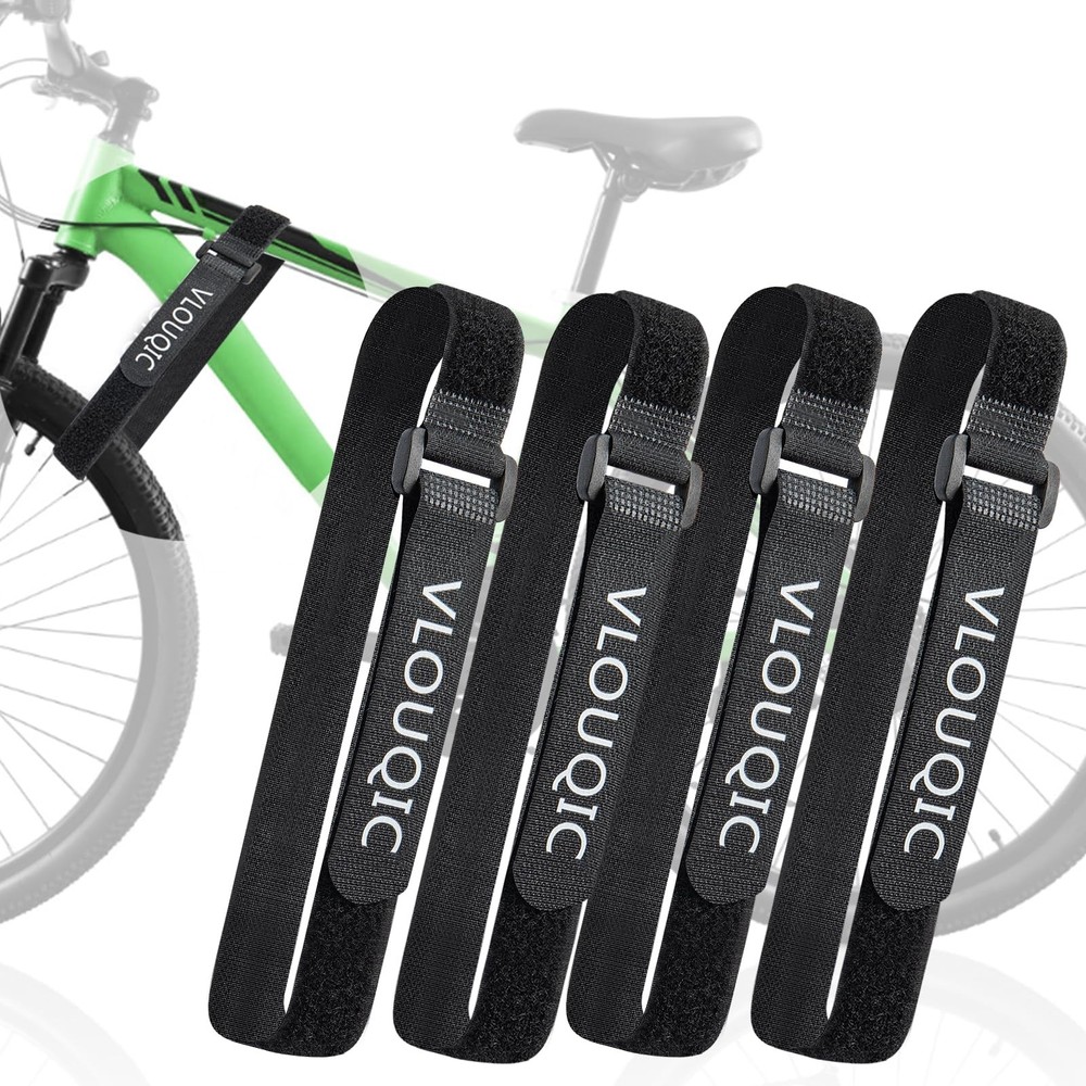 4 PCS Bike Rack Straps Wheel Straps, Adjustable Medium, black