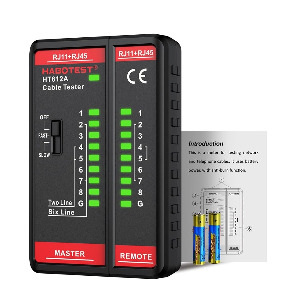Durable Ethernet Cable Tester with LED Display for Quick Wiring Diagnostics