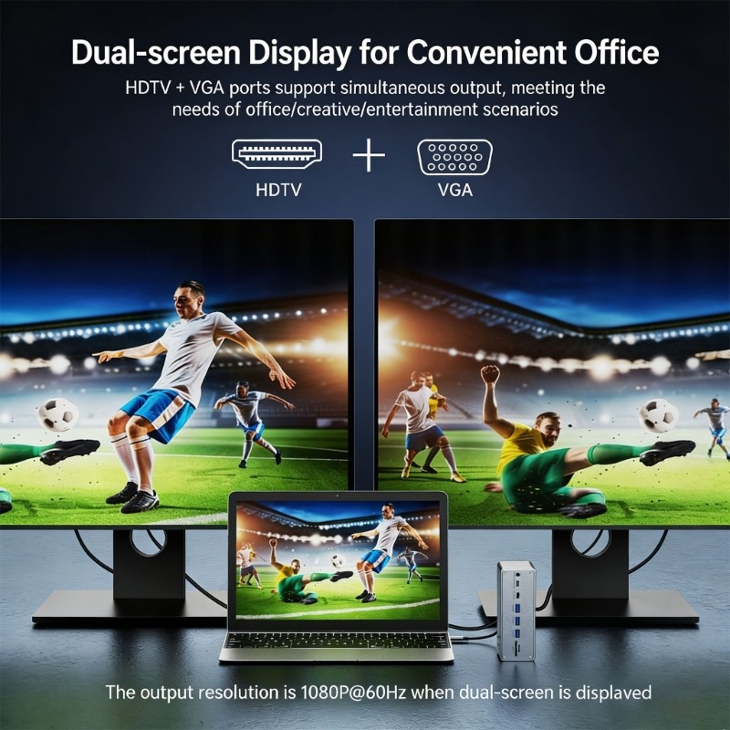 Space Saving 13 Connection Desktop Expander Featuring double Screen Ability And