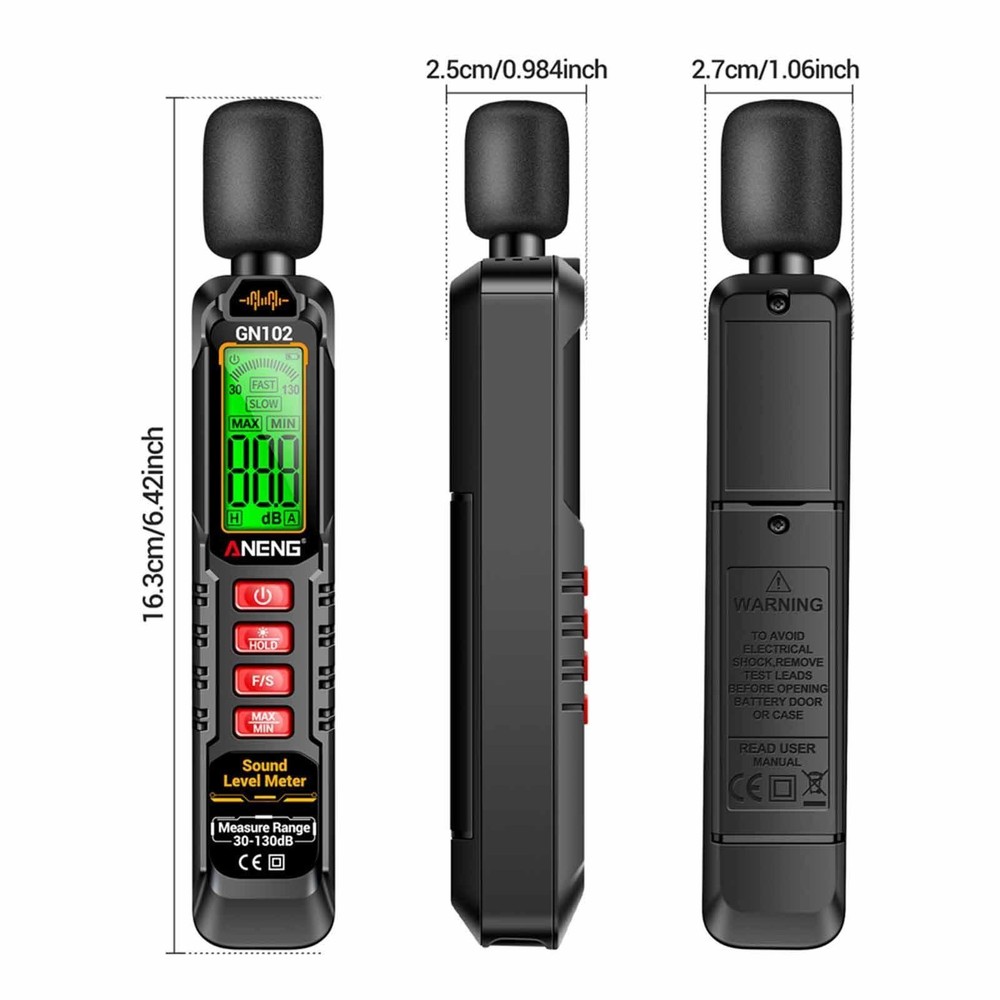 Digital Sound Level Meter Decibel Meter Backlit LCD Display Sound Test Device