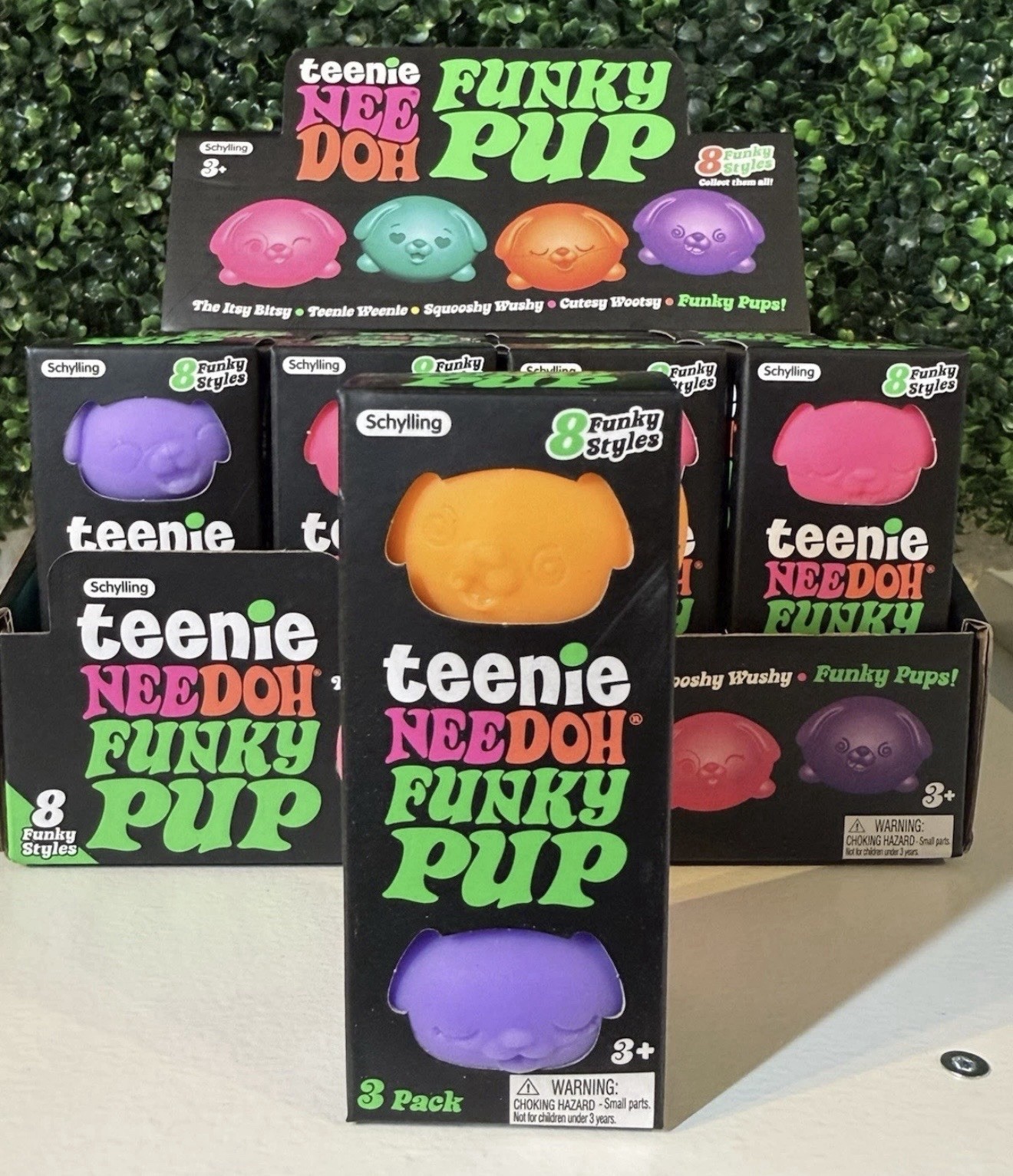 Teenie Funky Pup NeeDoh Squeeze Toy Neon Stress Ball Set of 3 - Pick Your Colors