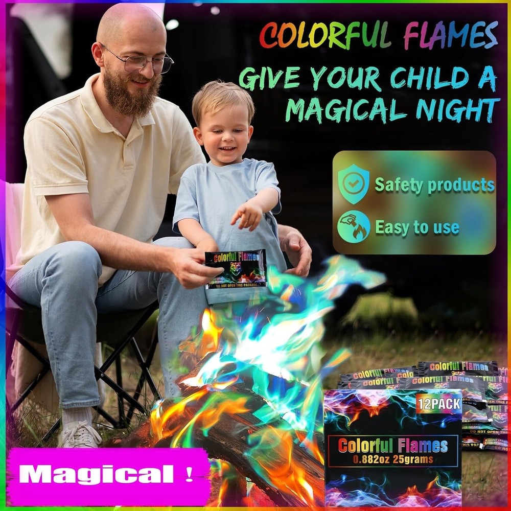 Fire Color Changing Packets - 12 Pack Long Burn Safe Magic Campfire