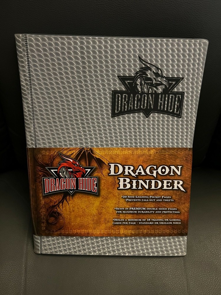 DRAGON HIDE Silver 9-POCKET 20 Side Loading Pages Binder New