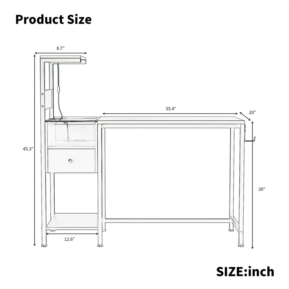 Computer Desk Home Office Desk Writing Table Study Workstation with Shelves