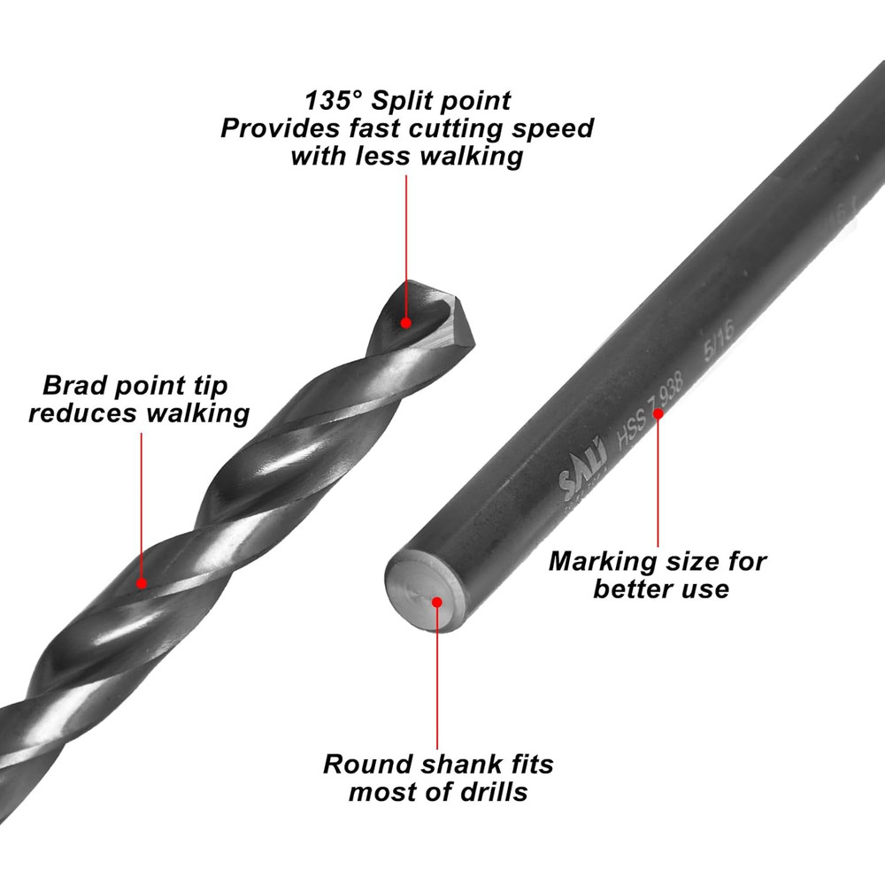 Cobalt Aircraft Extension Drill Bits 20 Pcs,3/32"×6" Long Length Drill Bits for