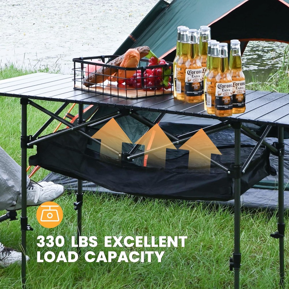 Camping Table Foldable, Height Adjustable Aluminum Roll Up Table with Easy Ca...