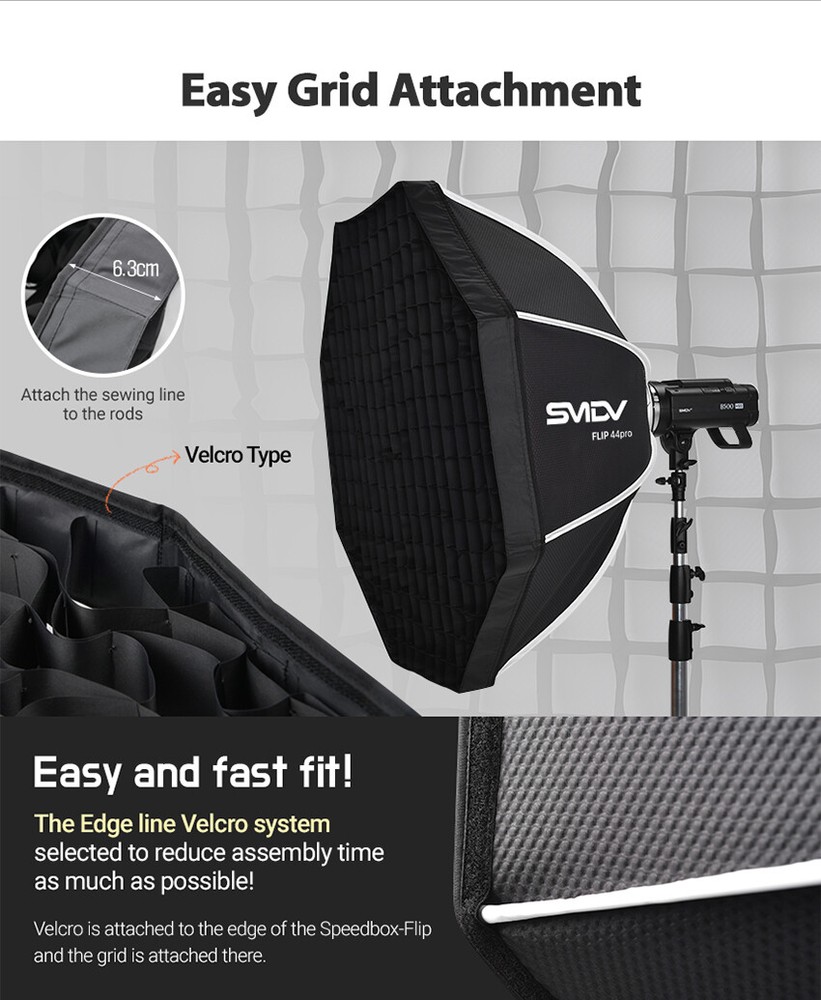SMDV SPEED-BOX FLIP44PRO Quick Soft Diffuser f/ Bowens Elinchrom Profoto Strobe