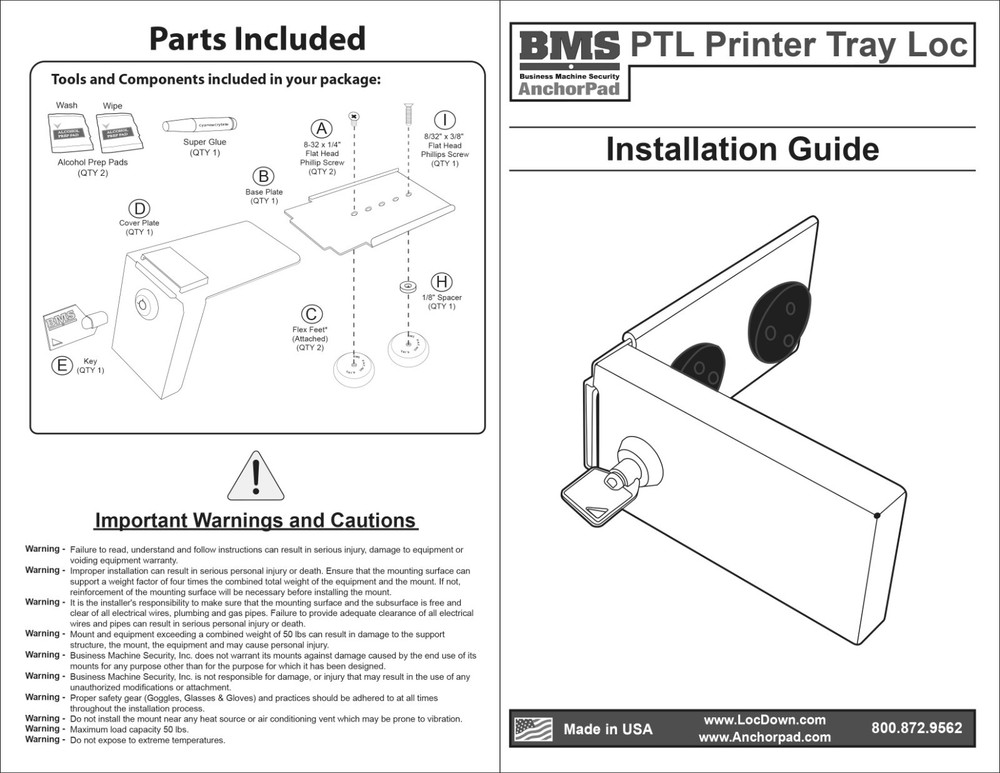 PTL-3 Paper Tray & File Cabinet Lock