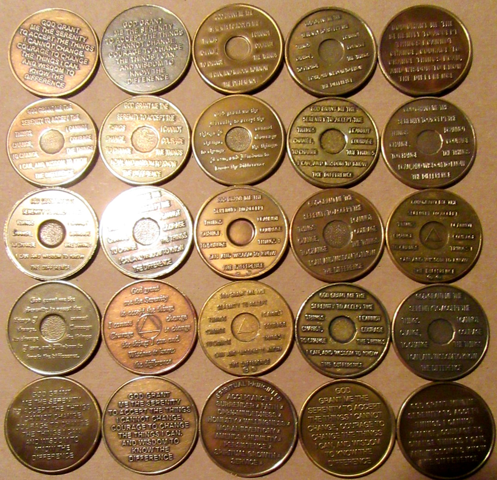 Alcoholics Anonymous AA medallion Bronze