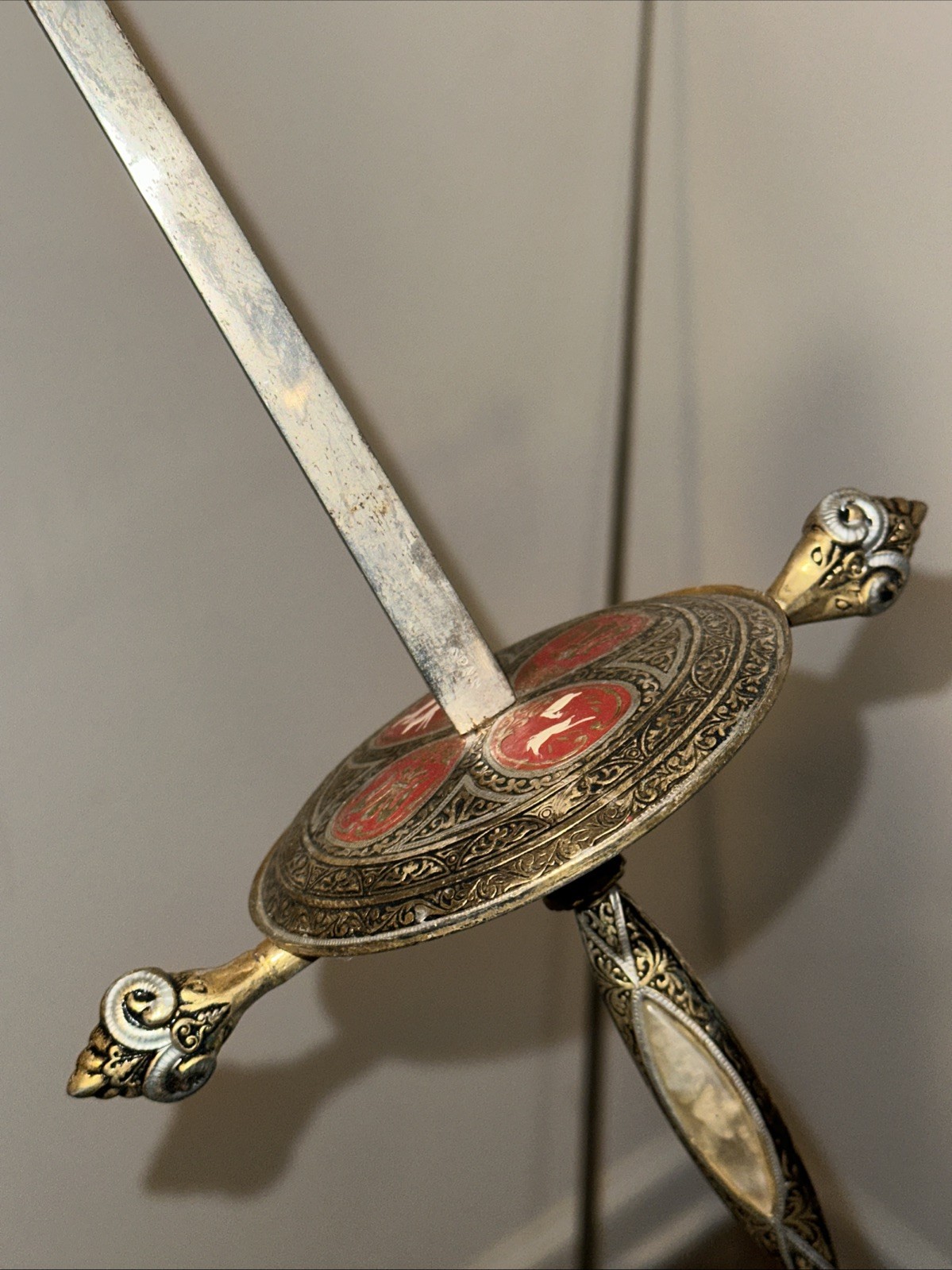 Antique Set of 2 Fencing Foil Swords Made in Spain - One Has Bent Base