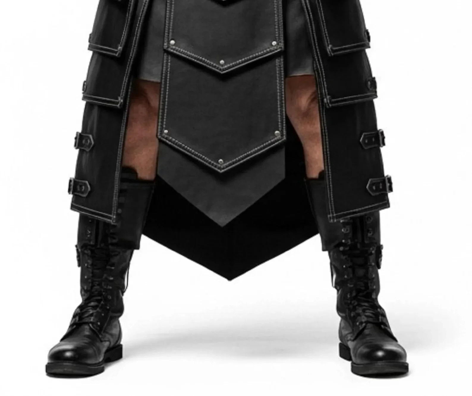 Handmade Leather Gladiator Kilt | Black Armor, LARP Cosplay Outfit
