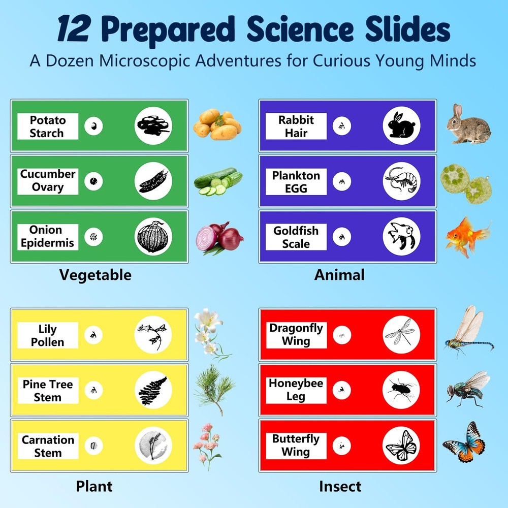 1000X Handheld Microscope for , 4K 2.4" Screen Digital Microscopes with 12 Sl...