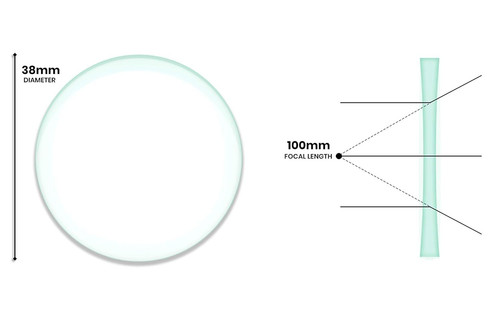 Double Concave Lens, 100mm Focal Length, 1.5" (38mm) Diameter - Spherical,...