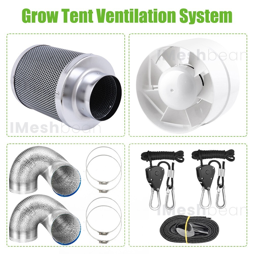 48"x48"x80" Complete Grow Tent Kit w/LED Full Spectrum Grow Light+Air Filter Kit
