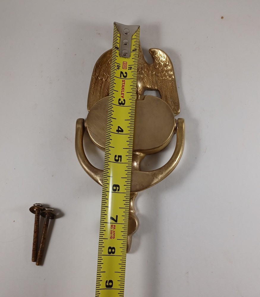 Vintage Solid Brass Eagle Door Knocker, 8" X 4" U.S.A