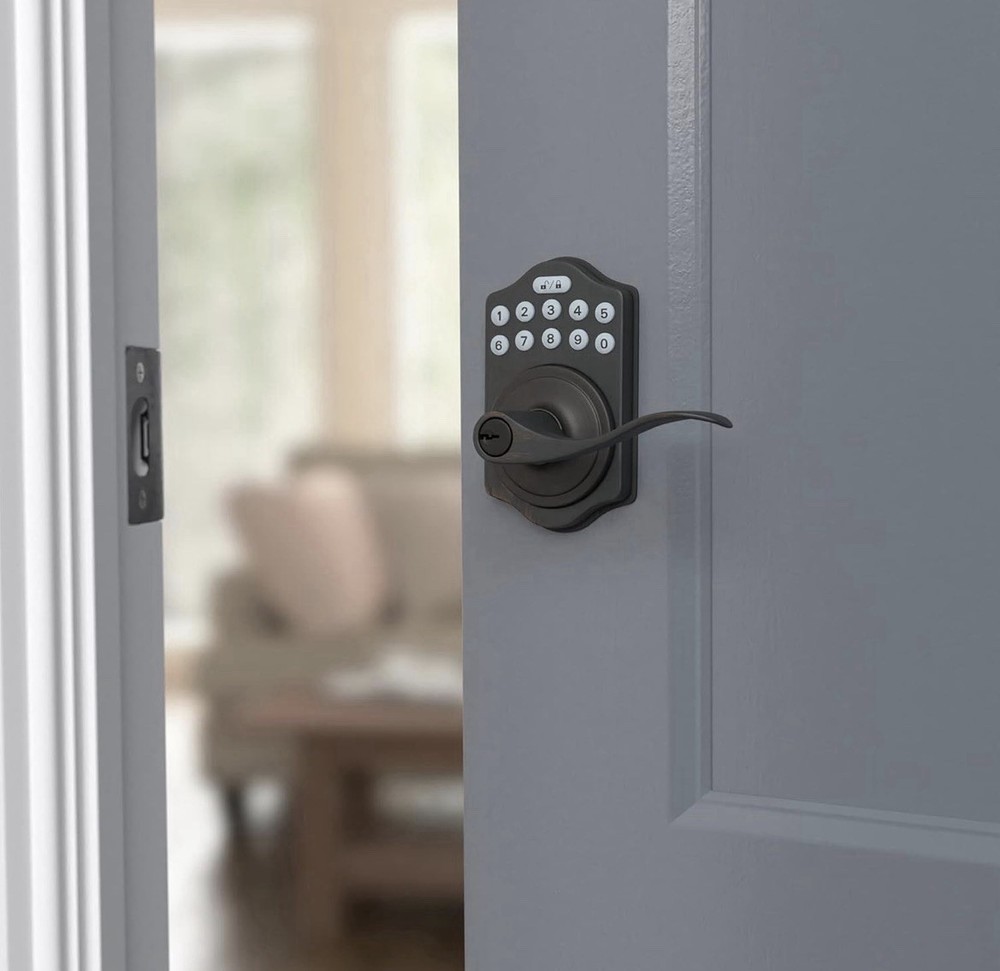Amazon Basics Keyless Entry Door Lock Deadbolt with Handle - Oil Rubbed Bronze