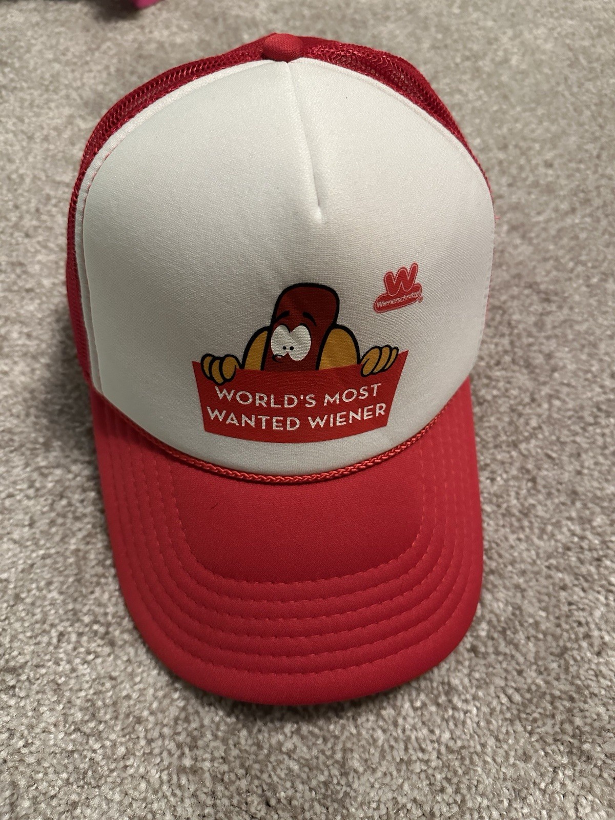 Wienerschnitzel "WORLD'S MOST WANTED WEINER" Baseball Cap HAT Red HOT DOG