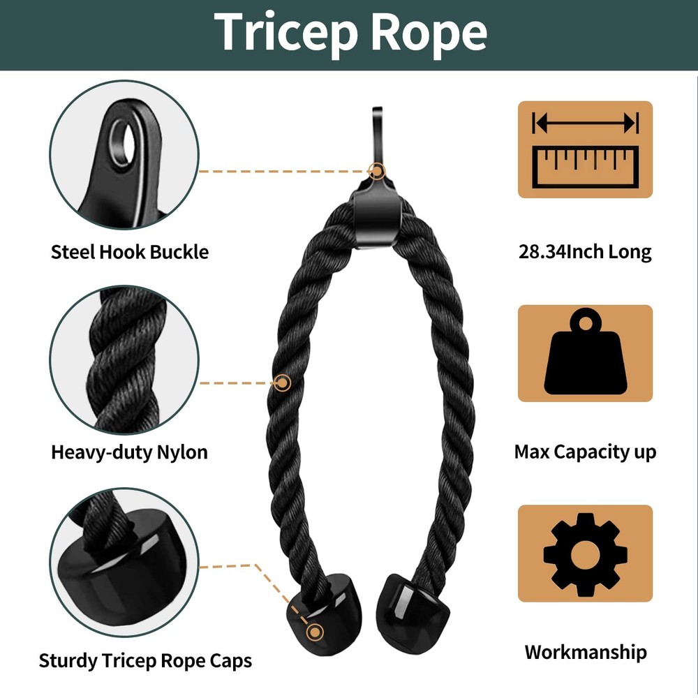 Triceps Pull Down Attachment,Cable Machine Accessories for Home Gym，LAT Pull ...