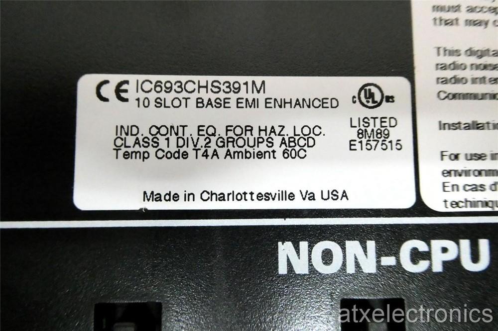 GE Fanuc IC693CHS391M 10-Slot Programable Controller Backplane